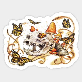 Cat Skull and Butterflies Sticker